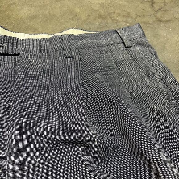 Vintage 70s Grey Wide Leg Pattern Pleated Trousers 34x31 - Picture 2 of 4